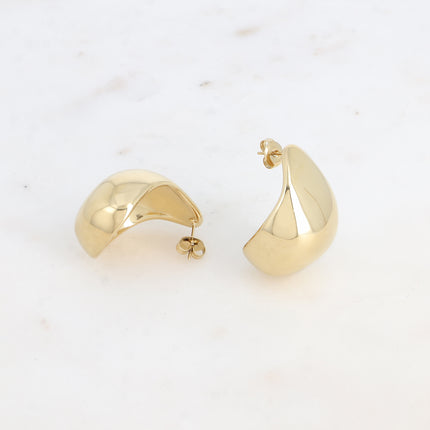 Stud earrings - domed drop, smooth and shiny