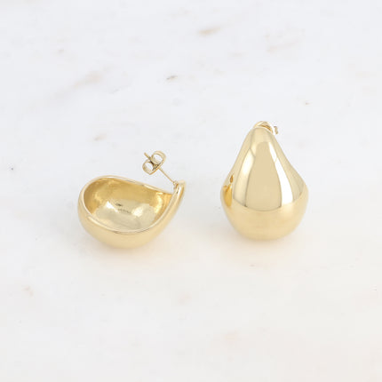 Stud earrings - domed drop, smooth and shiny