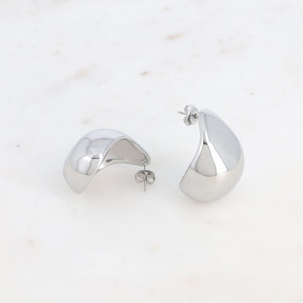 Stud earrings - domed drop, smooth and shiny