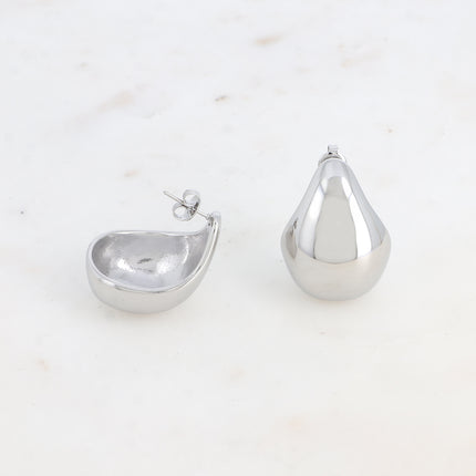 Stud earrings - domed drop, smooth and shiny