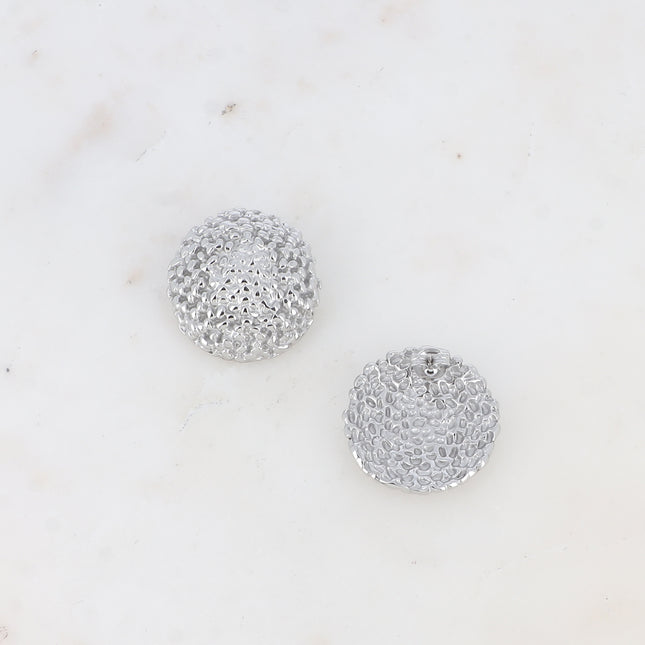 Boucles puces Sabyne - pièce ovale texturée et granuleux