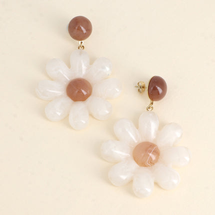 Dangle earrings - double flower drop earrings in acetate