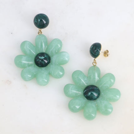 Dangle earrings - double flower drop earrings in acetate