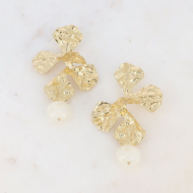 Boucles puces - grande pièce en feuillage texturé avec acétate pendant