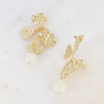 Boucles puces - grande pièce en feuillage texturé avec acétate pendant