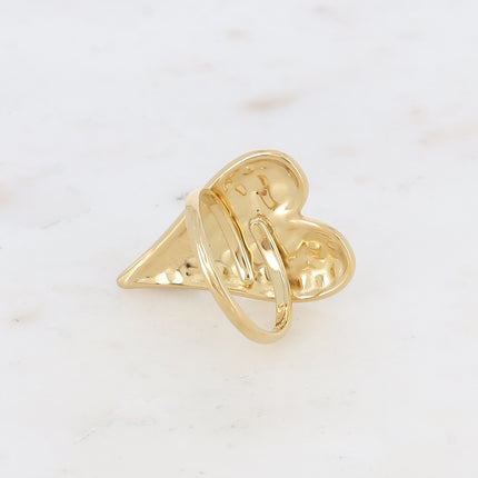 Bague Ionyx - grand coeur avec petits pois gravés