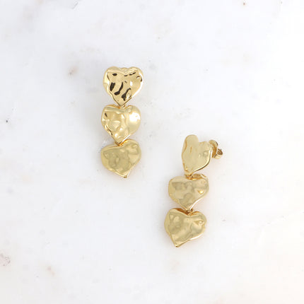 Bérénia drop earrings - 3 hammered hearts