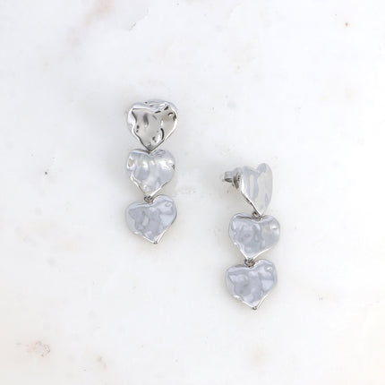 Bérénia drop earrings - 3 hammered hearts