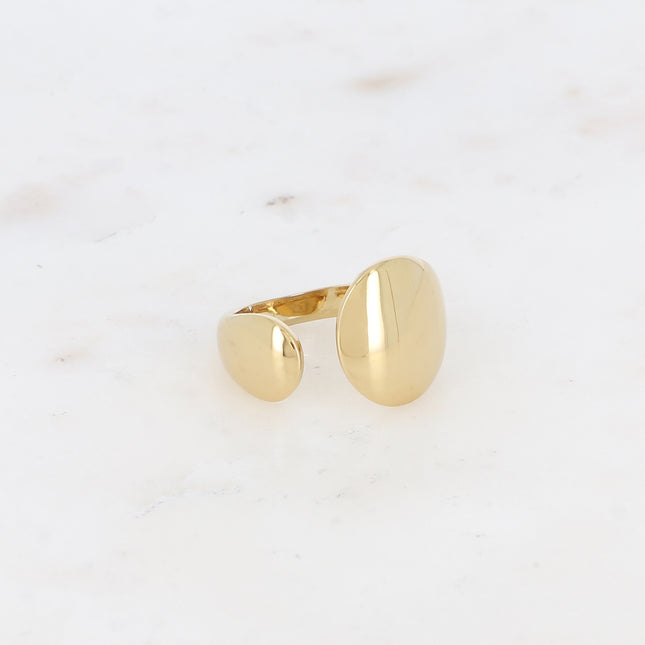 Bague ouverte - 2 formes arrondies, plates et lisses
