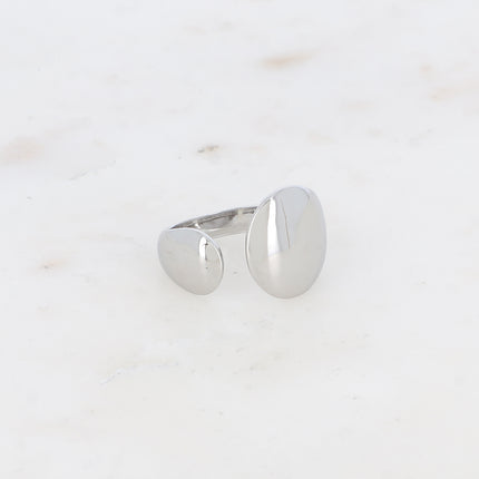 Bague ouverte - 2 formes arrondies, plates et lisses