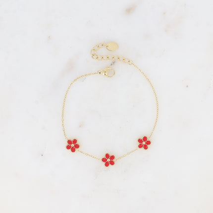 Bracelet - enamel flower pendant
