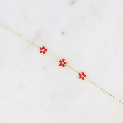 Bracelet - enamel flower pendant