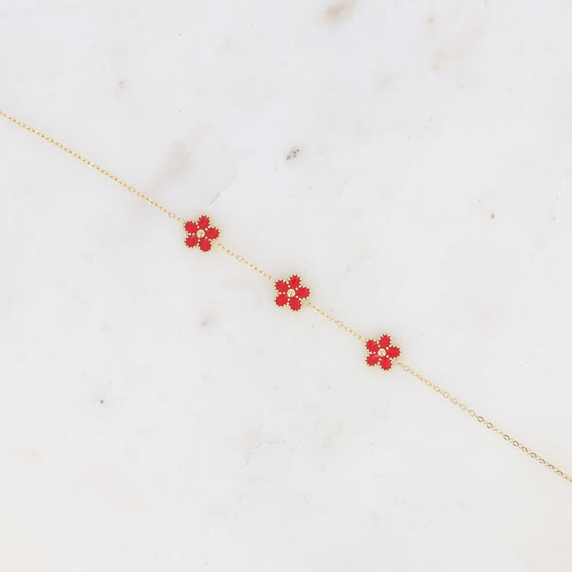 Bracelet - pendentif fleur en émail