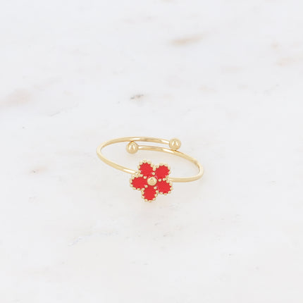 Bague fine - pendentif fleur en émail