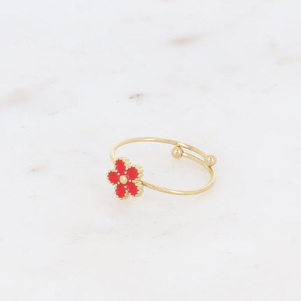 Bague fine - pendentif fleur en émail