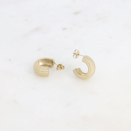 Hoop earrings - 19mm grid and ribbed mesh effect