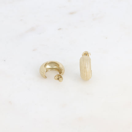 Hoop earrings - 19mm grid and ribbed mesh effect