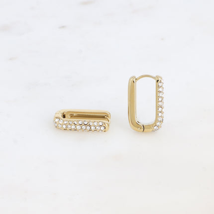 Créoles - anneau rectangulaire avec oxydes de zirconium
