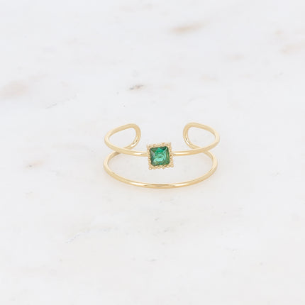 Bague - 2 rangs avec cristal carré