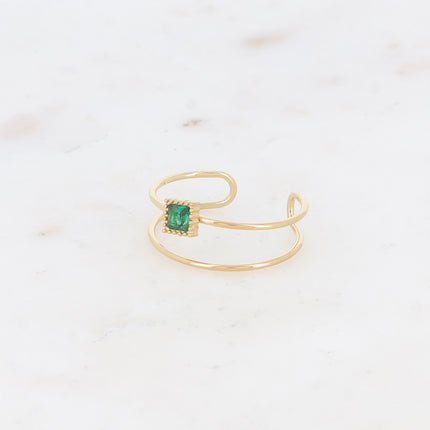 Bague - 2 rangs avec cristal carré