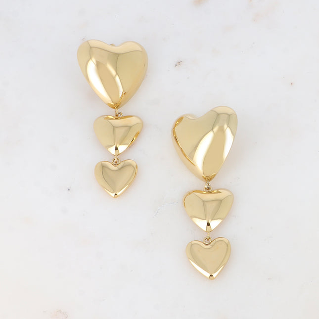 Boucles pendantes - 3 coeurs