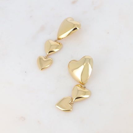 Boucles pendantes - 3 coeurs