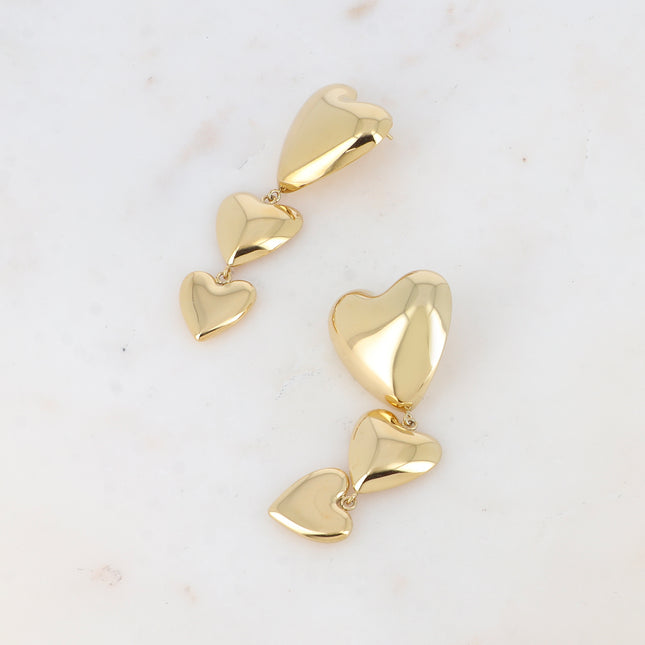 Boucles pendantes - 3 coeurs