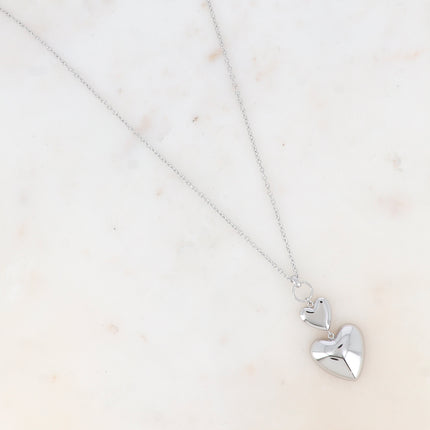 Sautoir - double coeur, lisse miroir