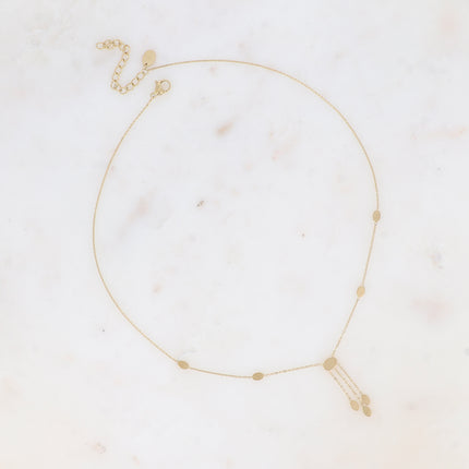 Collier  - pendentif avec 3 chaînes et pastilles ovales plates