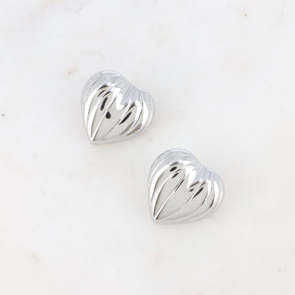 Chip earrings - large ribbed heart