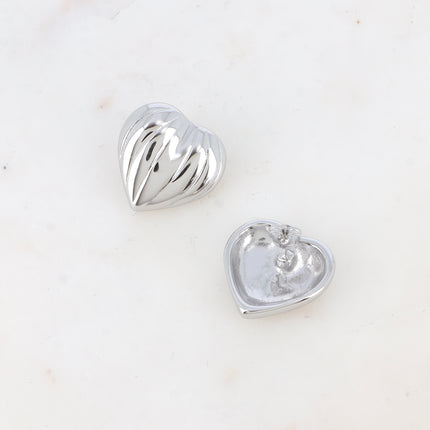Chip earrings - large ribbed heart