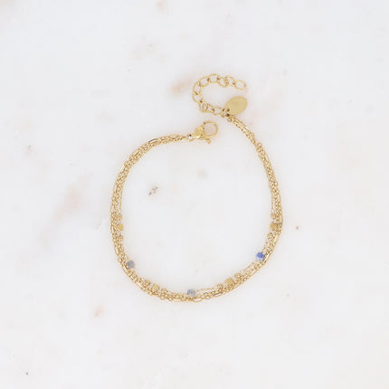 Bracelet 3 rangs - mailles forçat, alternée et fine avec perles et pierres naturelles cubiques