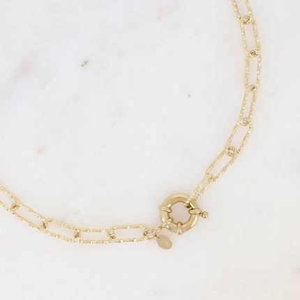 Collier - maillons ovales diamantés et fermoir bouée