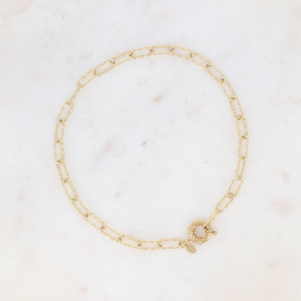 Collier - maillons ovales diamantés et fermoir bouée