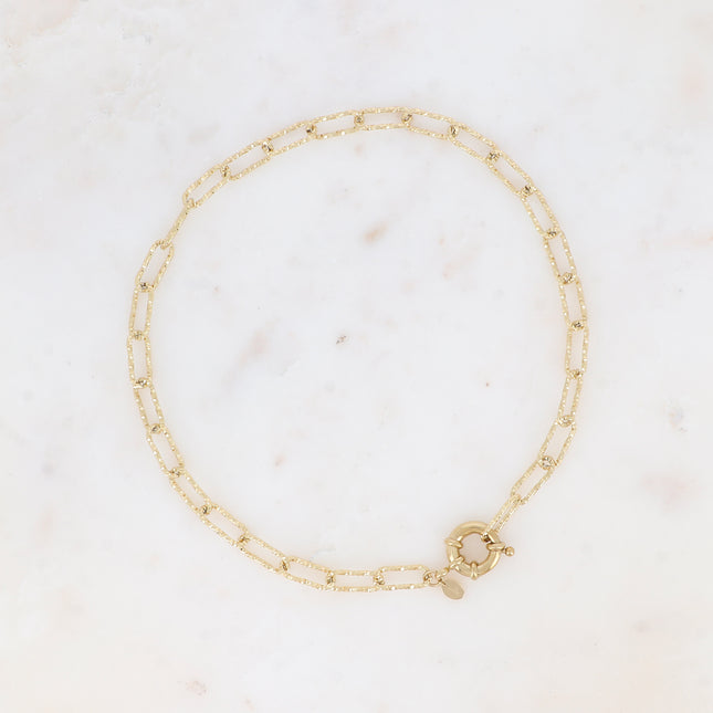 Necklace - diamond-cut oval links and buoy clasp