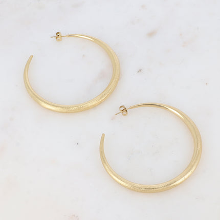 Creole earrings - brushed crescent moon 60mm