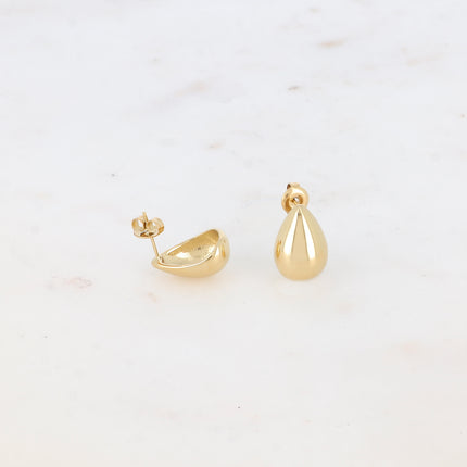 Stud earrings - small, smooth, domed teardrop design