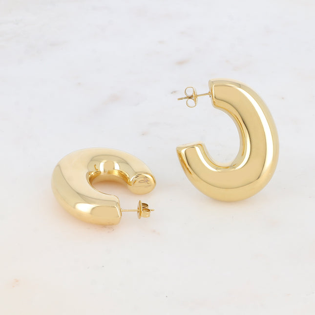 Hoop earrings - oval domed ring 34x41mm