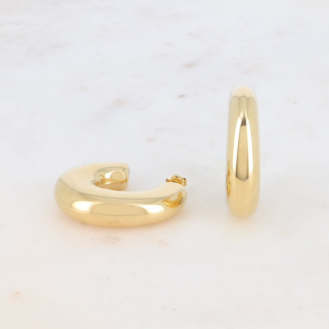 Hoop earrings - oval domed ring 34x41mm