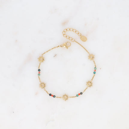 Bracelet - pampilles soleil fleur et pierres naturelles