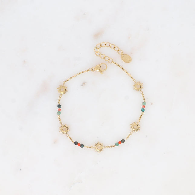 Bracelet - pampilles soleil fleur et pierres naturelles