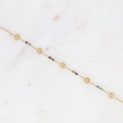 Bracelet - pampilles soleil fleur et pierres naturelles