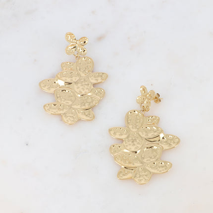 Boucles pendantes - 2 pièces de trèfles aux petits pois gravés