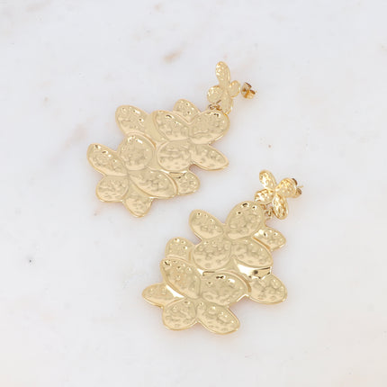 Boucles pendantes - 2 pièces de trèfles aux petits pois gravés