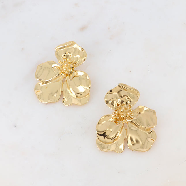 Boucles puces Marlène - fleur texturée