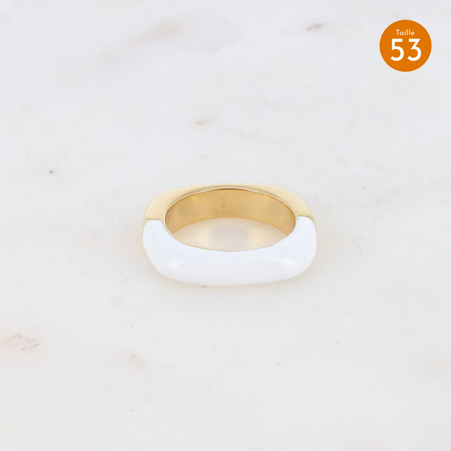 Bague - anneau carré bi-texturé avec émail