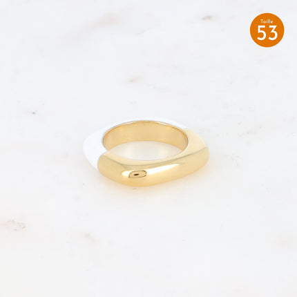 Bague - anneau carré bi-texturé avec émail