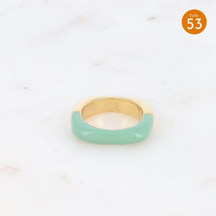 Bague - anneau carré bi-texturé avec émail