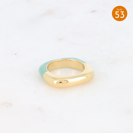 Bague - anneau carré bi-texturé avec émail