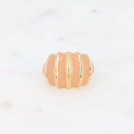 Bague Romy - anneau effet coquillage bi texturé avec émail